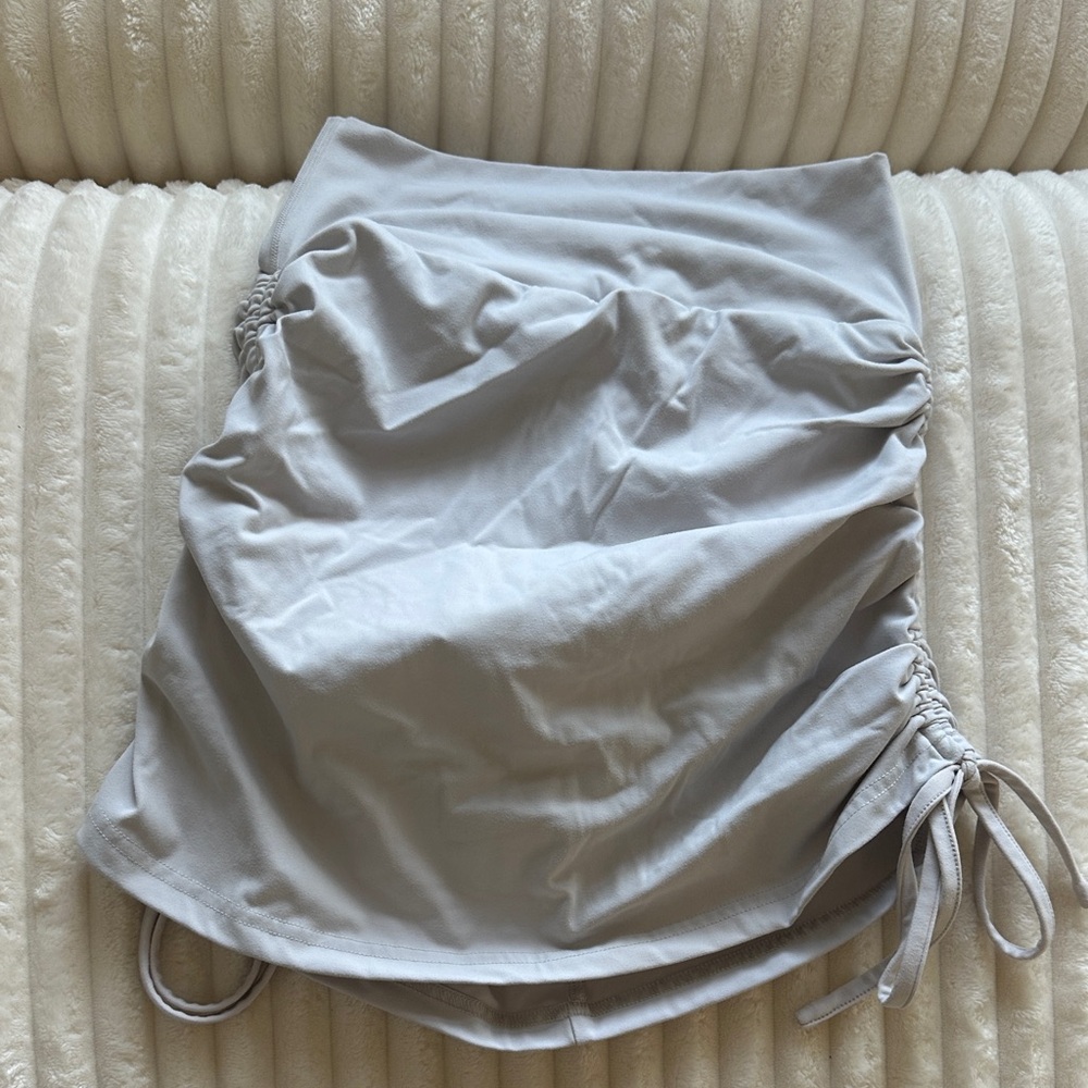 Chic Light Gray Ruched Skirt